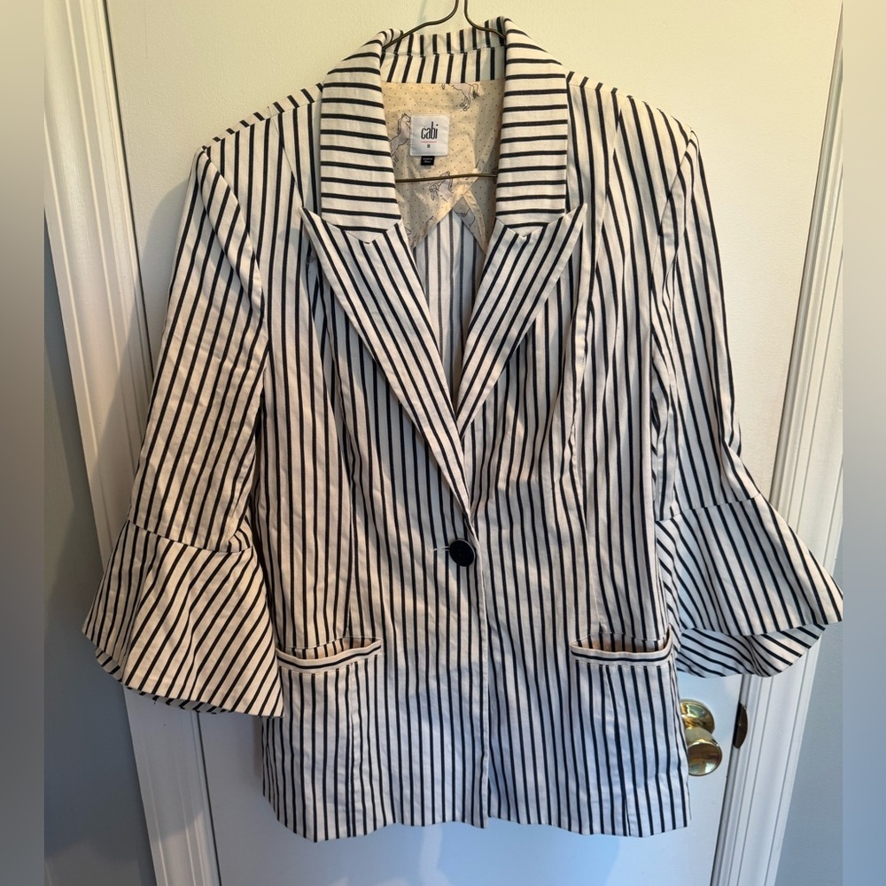 CAbi Navy and White Striped Blazer, size 8